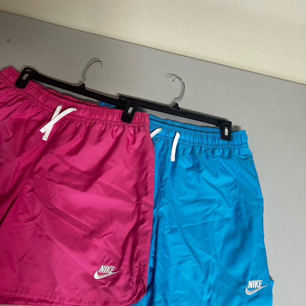 Nike Pink and Blue Athletic Shorts with Elastic Waistband🩷🩵